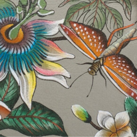 ANUSCHKA Leather Hand Painted Passion Floral Satchel - Picture 2 of 4